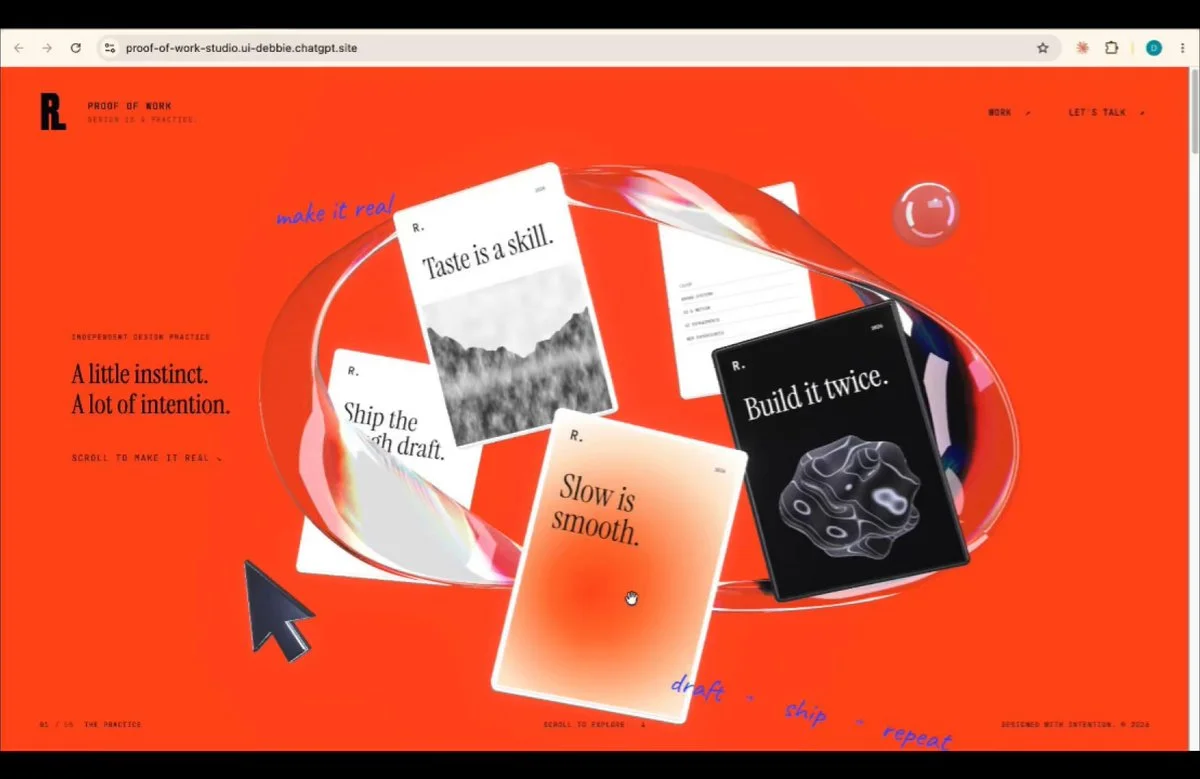 Scroll-driven 3D studio website