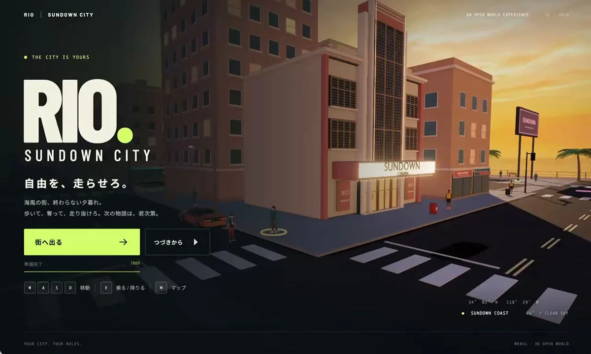 Browser city game with a supplied character