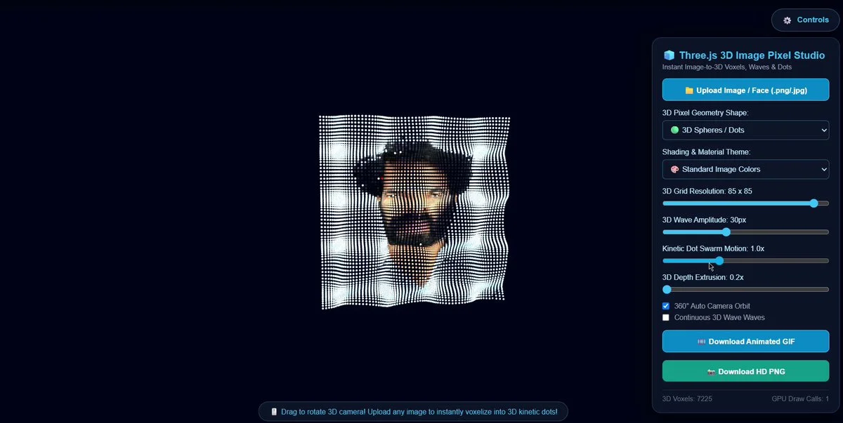 Portrait transformed into kinetic voxels