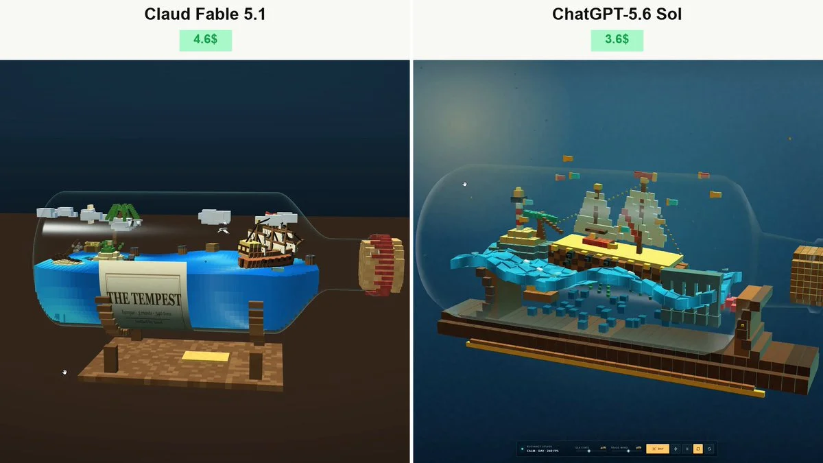 Living voxel world inside a bottle