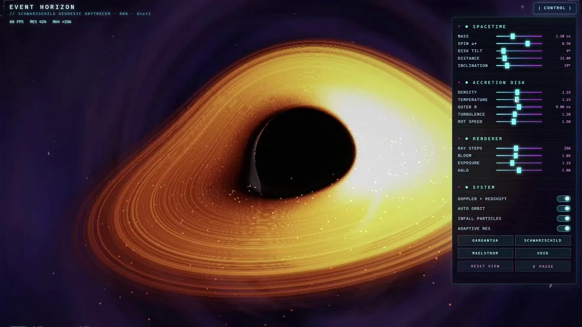 Single-file WebGL2 black hole raytracer prompt for Kimi K3