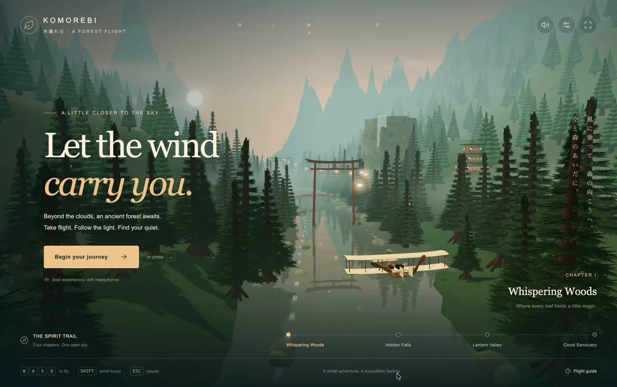 Wright Flyer through a Japanese forest