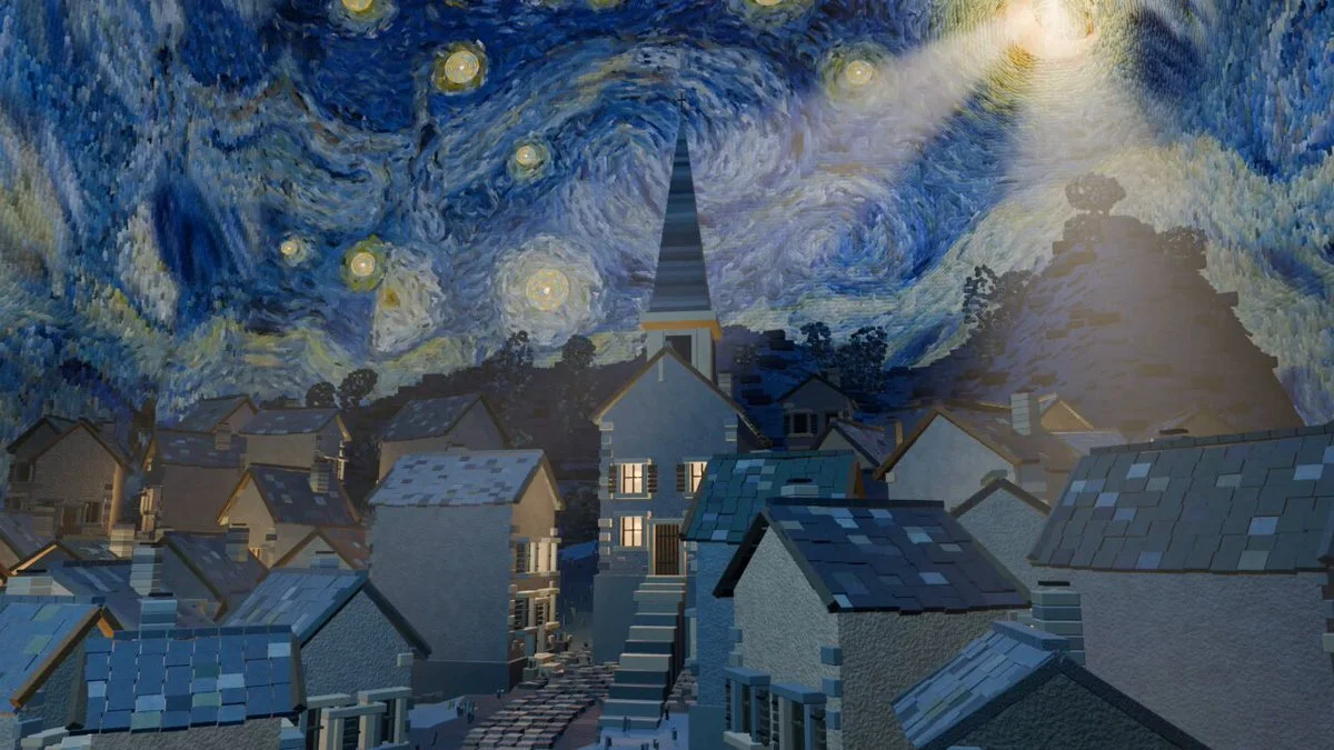 Starry Night village with a day-night cycle