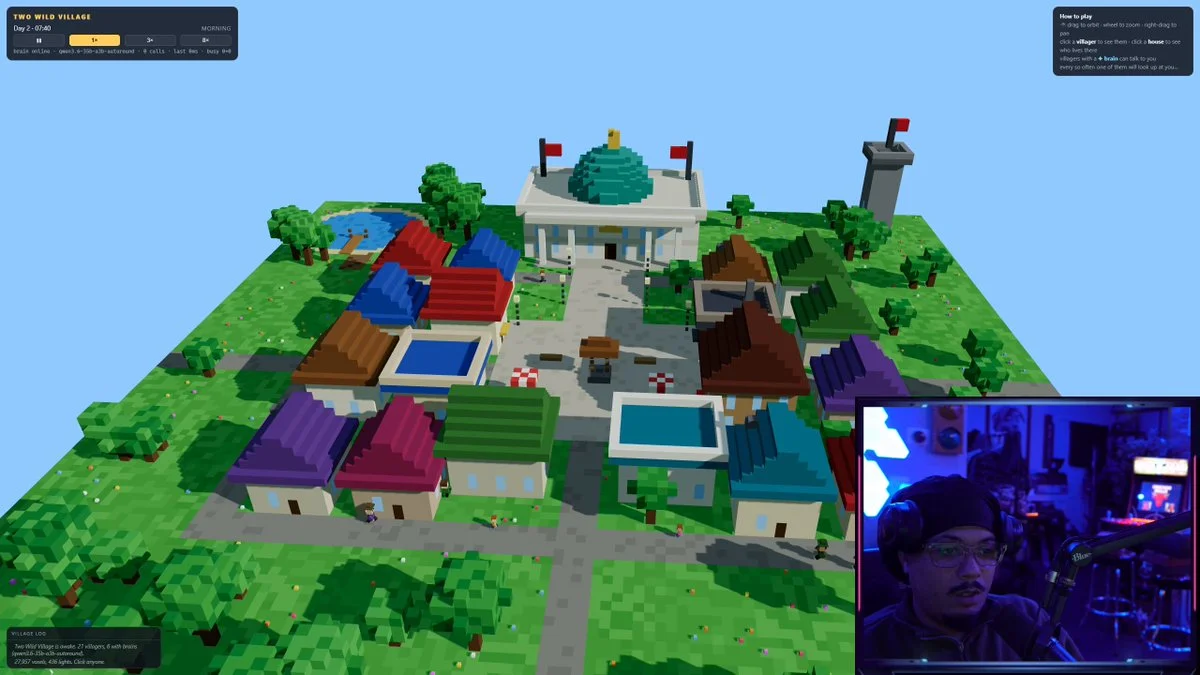 Voxel village with thinking NPCs