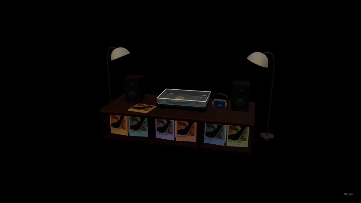 Vinyl-player tabletop scene