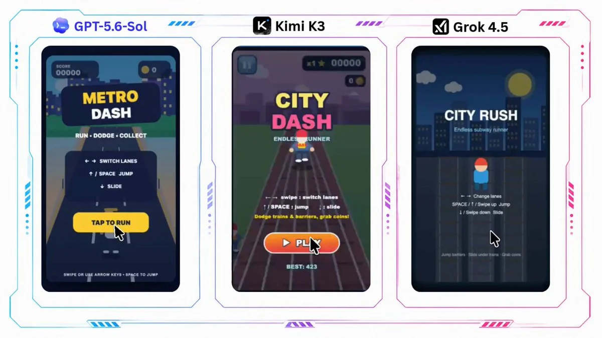 Kimi K3 prompt for a Subway Surfers-style game