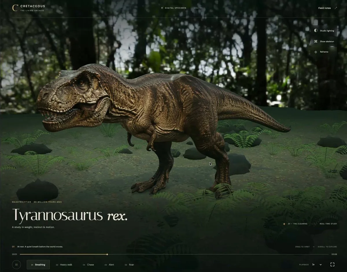 Rigged and animated T. rex