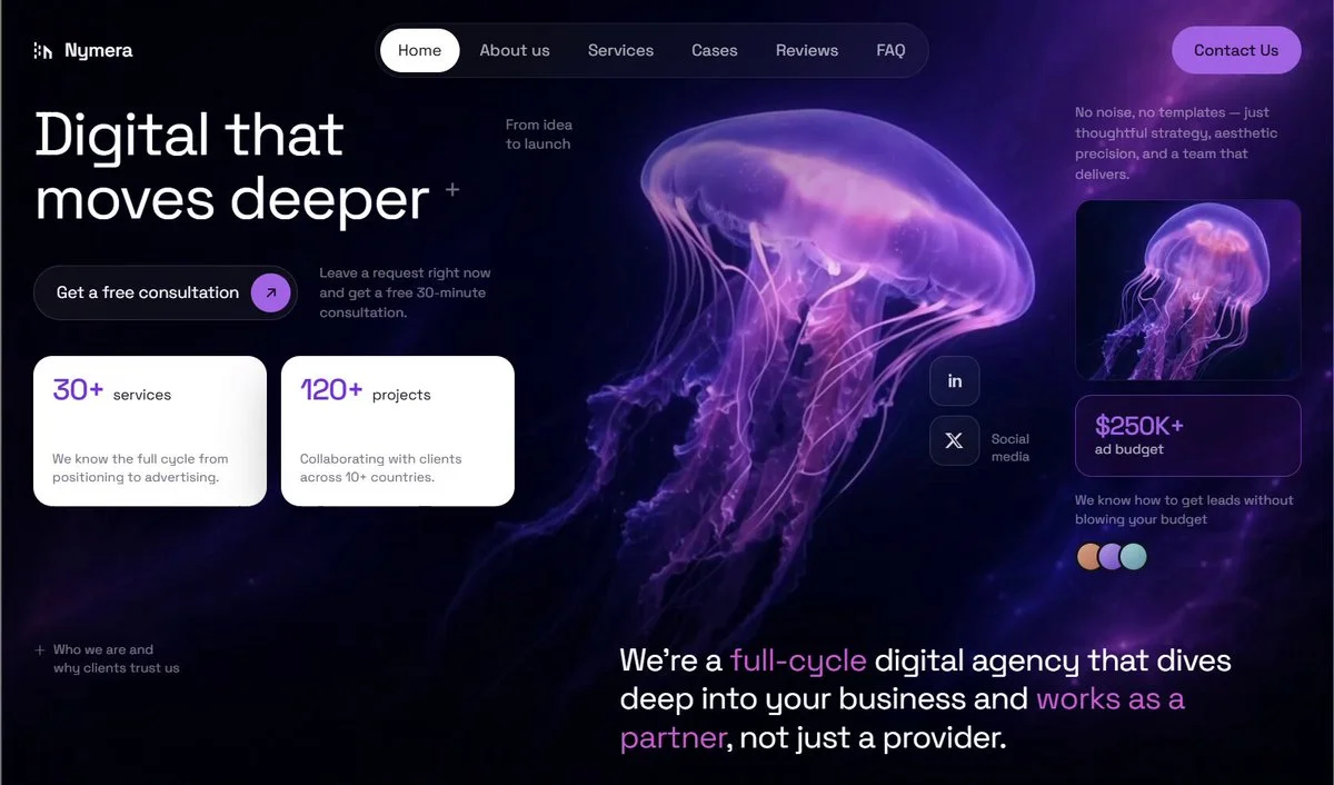 Bioluminescent deep-sea landing page